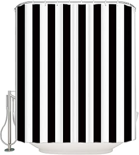 Vandarllin Extra Long Shower Curtain Fabric Shower Curtains Black and Wh...