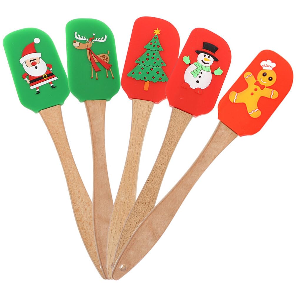 5pièces Spatules à Pâtisserie Ustensiles De Cuisine Multifonctionnels Pour Noël Idéaux Pour Mélanger Et Étaler Crèmes Et Desserts