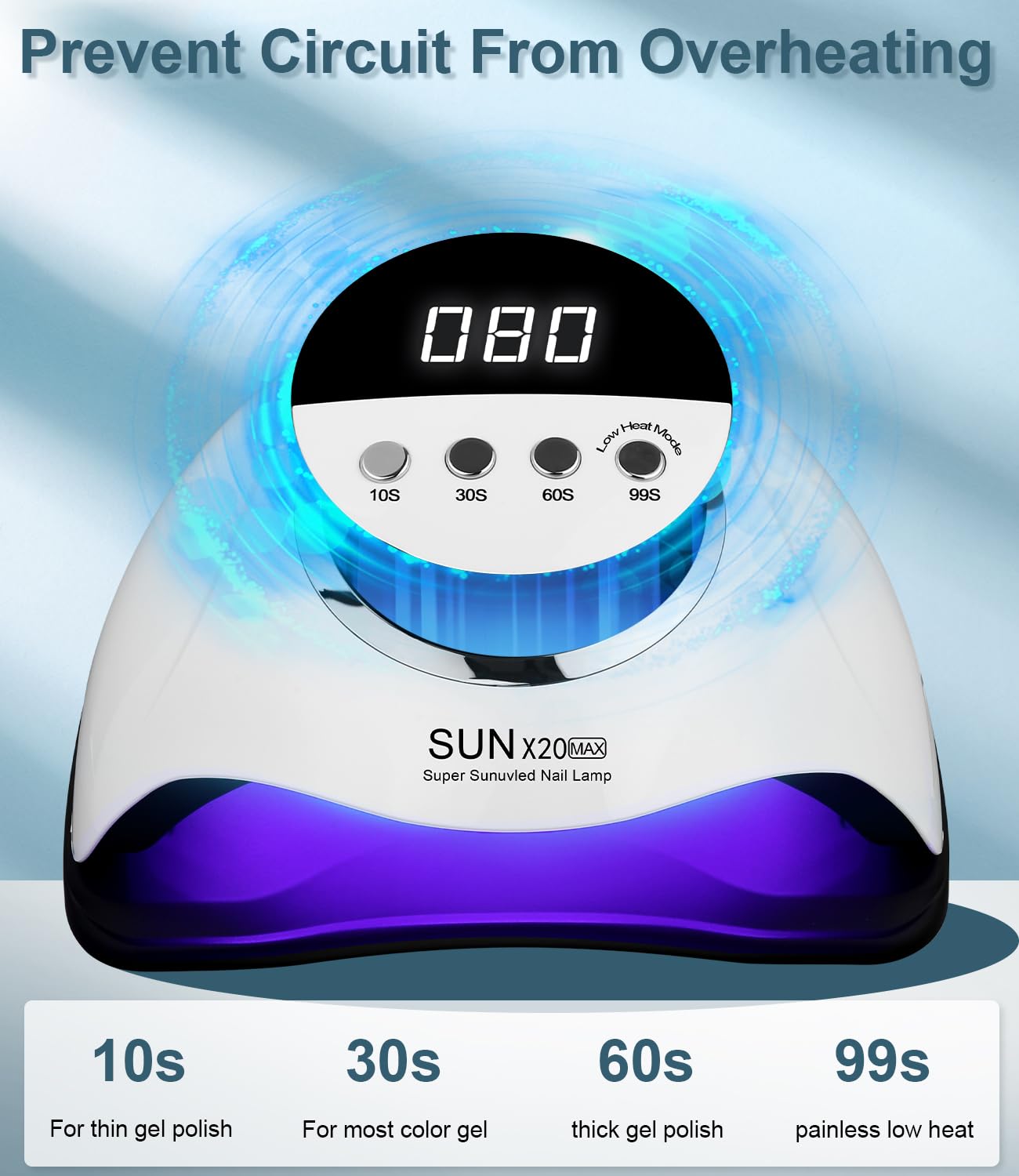 Lampe UV LED Ongles Gel, 320W Professionnel Sèche Automatique, 72 Lumières Séchage Rapide, Grand LCD Ecran, 4 Minuteries 10s/30s/60s/99s pour Vernis Semi Permanent