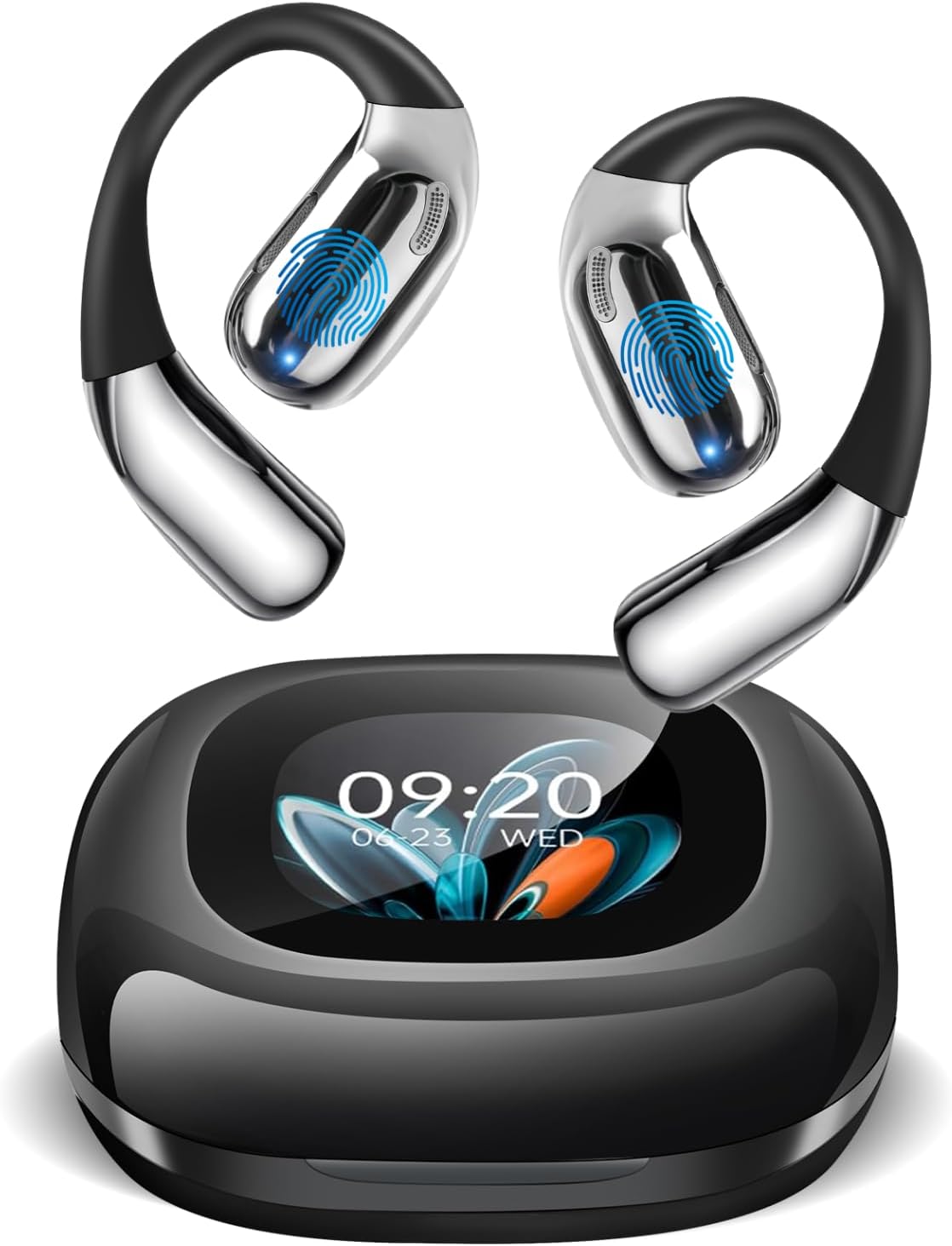 AI Translation Earbuds Real Time, LCD Touchscreen Real-Time Translator for 164 Languages & Accents Includes Free Subscription Translation Device Earphones for Travel Business Learning Black