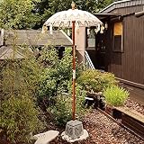 Oriental Galerie Bali Sonnenschirm Balinesischer Schirm Garten Baumwolle Sonnenschutz Handarbeit Retro Vintage Dekoschirm 2-teilig ca. 90 cm Weiß Gold Einfache Bemalung