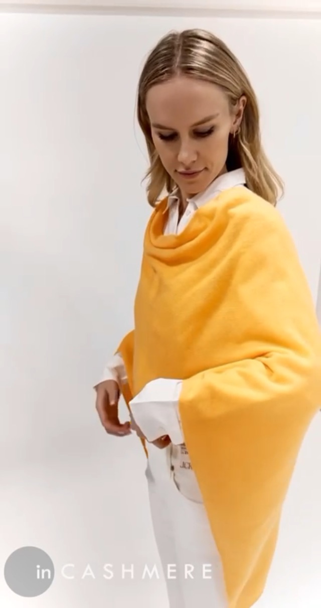 Poncho Maglia In 2 CASHMERE 100% Cashmere, Nero, Taglia Unica Donna, Usato Buono