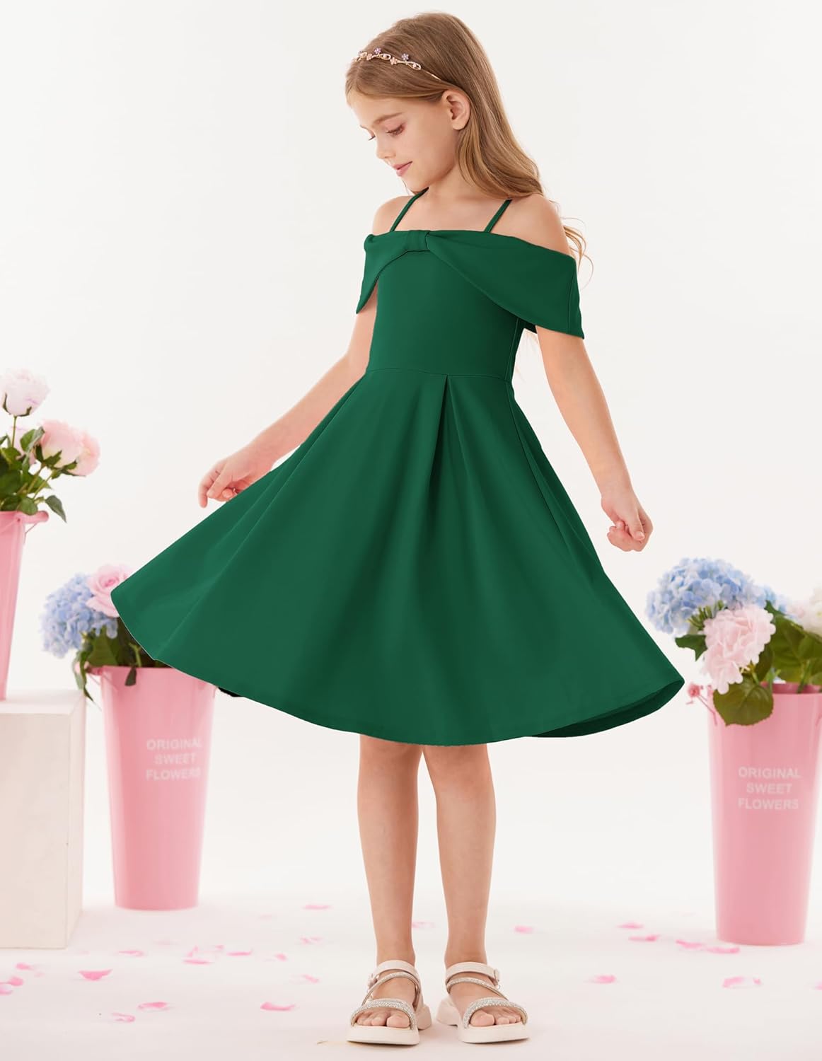 GRACE KARIN Girls Elegant Dress Off Shoulder A-Line Casual Party Dresses for 6-14 Years - Image 5