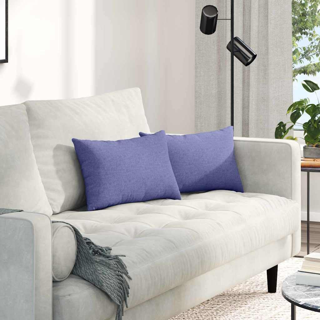 Set di 2 cuscini decorativi per divano, blu jeans, 50 x 30 cm