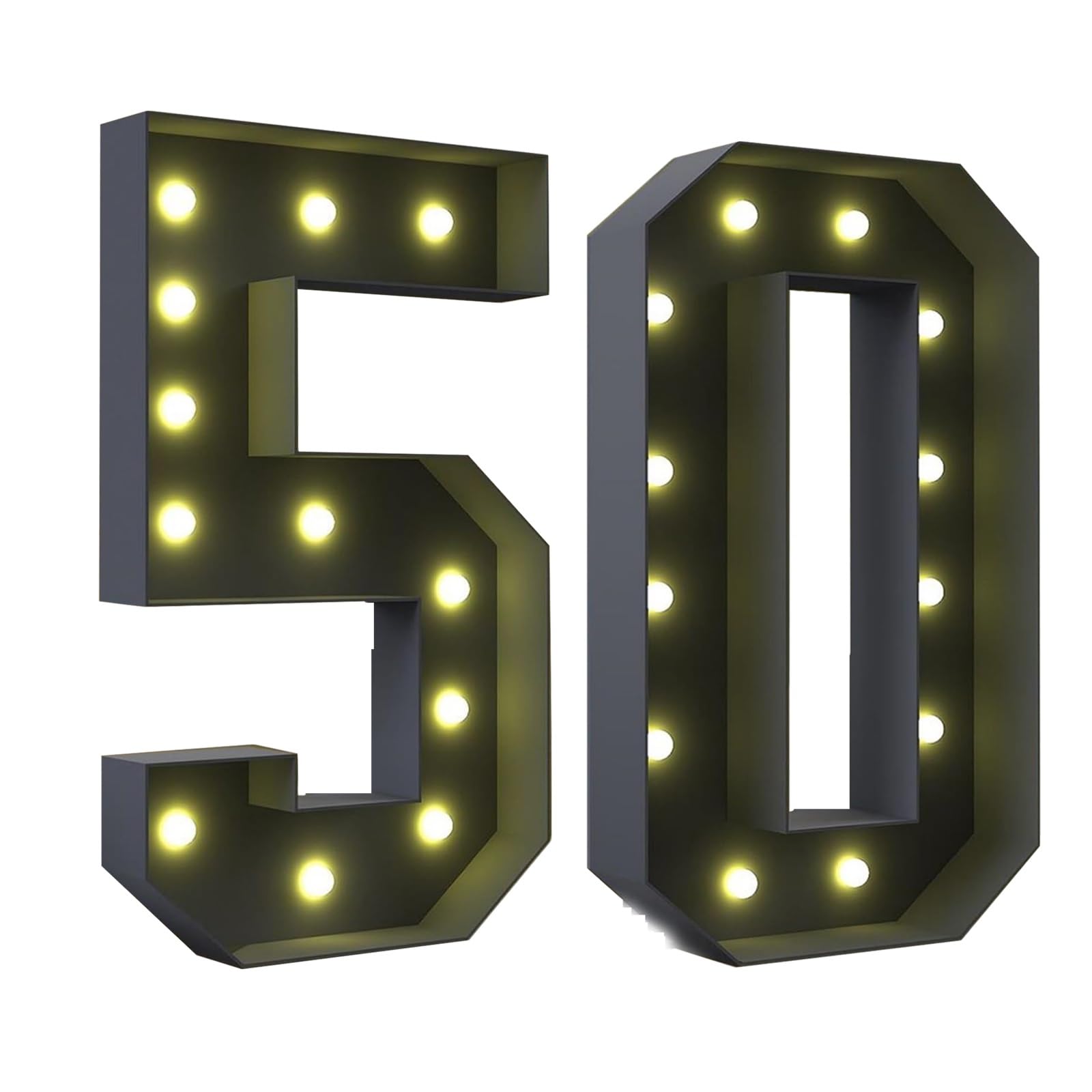 2.3FT/3.3FT/4FT Marquee Light Up Numbers, Black Giant Marquee Number 16 21, Pre-Cut Foam Board Set Can Be Used for Birthdays,Weddings, Party Anniversaries(50,100cm(3.3FT))