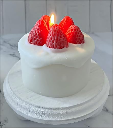 Cake Candle-12 oz Decorative Candle or Birthday Gift Candle - Smokeless- Made of Soy Wax with Natural Scent- 25-30 hr. Burn Time- Cute Strawberry