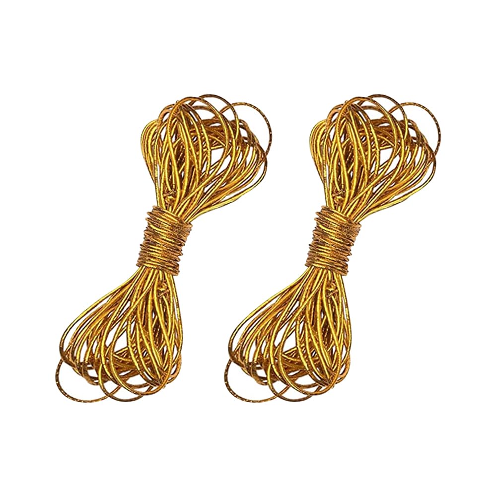 Hugede Golden 2 Pcs 1Mm 5M Long Hair Strings Hair Braided Ropes Hair Braiding Twist Strings Braid Elastic Cords Ornament Hanging Threads Gold Dreadlock Hair Accessories