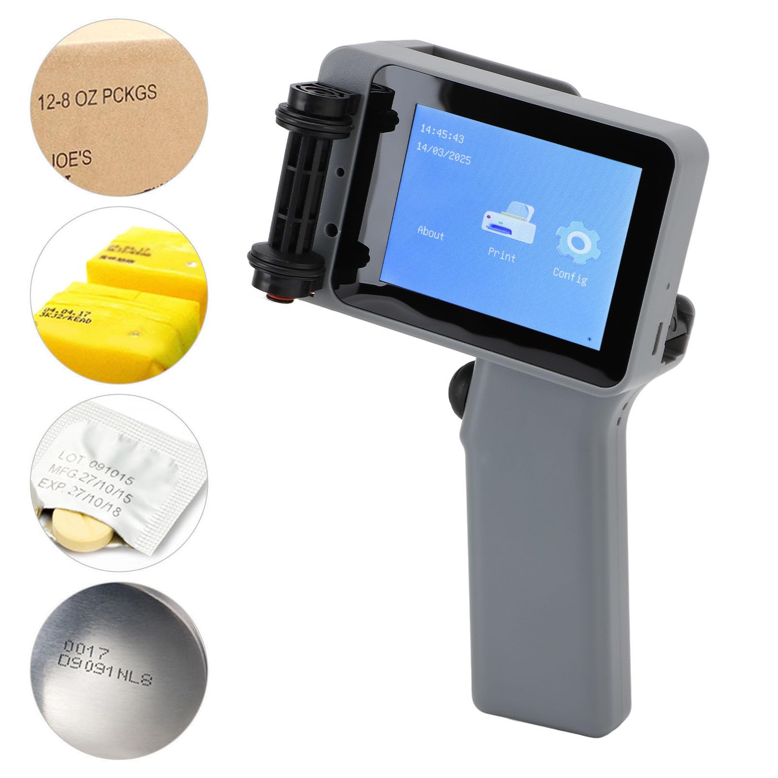 FTVOGUE Mini Impresora de Tinta Impresora Handheld Inkjet Pistón Portable HD LED 4.3 Pulgadas Táctil para Código de Barras