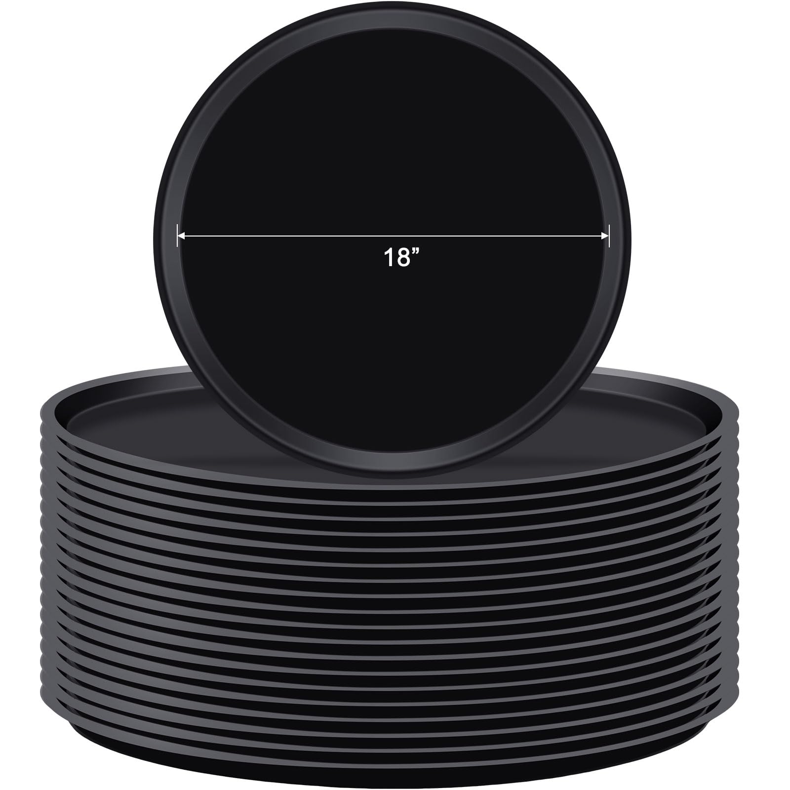 20 Pieces 18 Inch Plastic Plant Saucer Large Plastic Plant Tray Round Flower Pot Saucers Sturdy Plant Drainage Tray for Indoor and Outdoor Pots Plant Water Drip, Black