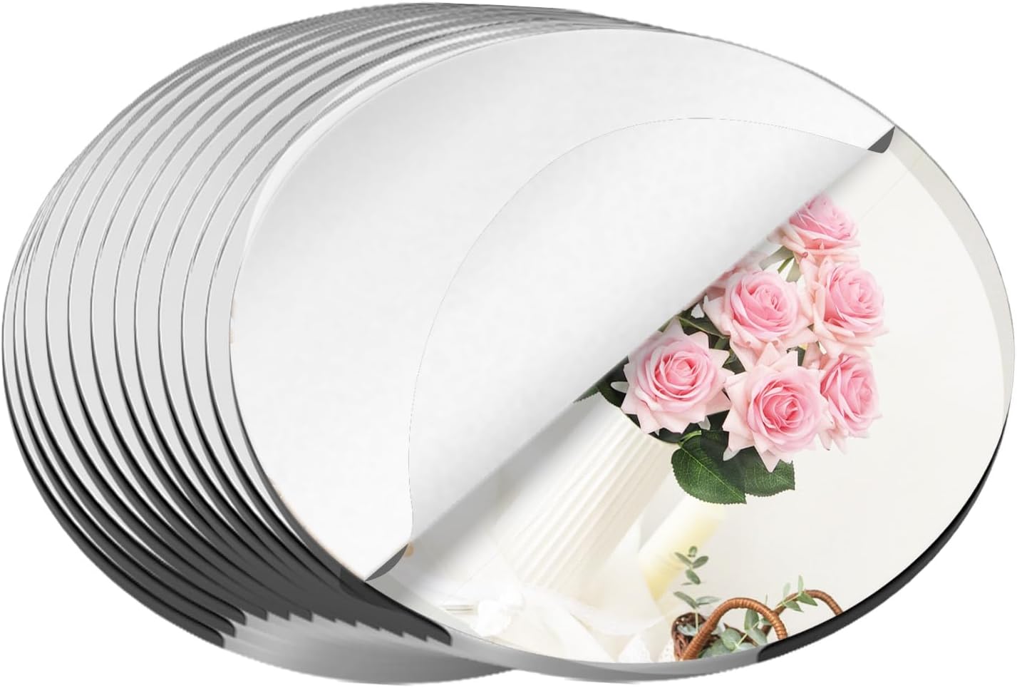 12PCS Acrylic Round Mirrors for Centerpieces for Tables, Round Mirrors Trays Plates for Centerpieces,Wedding Anniversary Christmas Valentine Christmas Party Decorations (12inch/30cm)