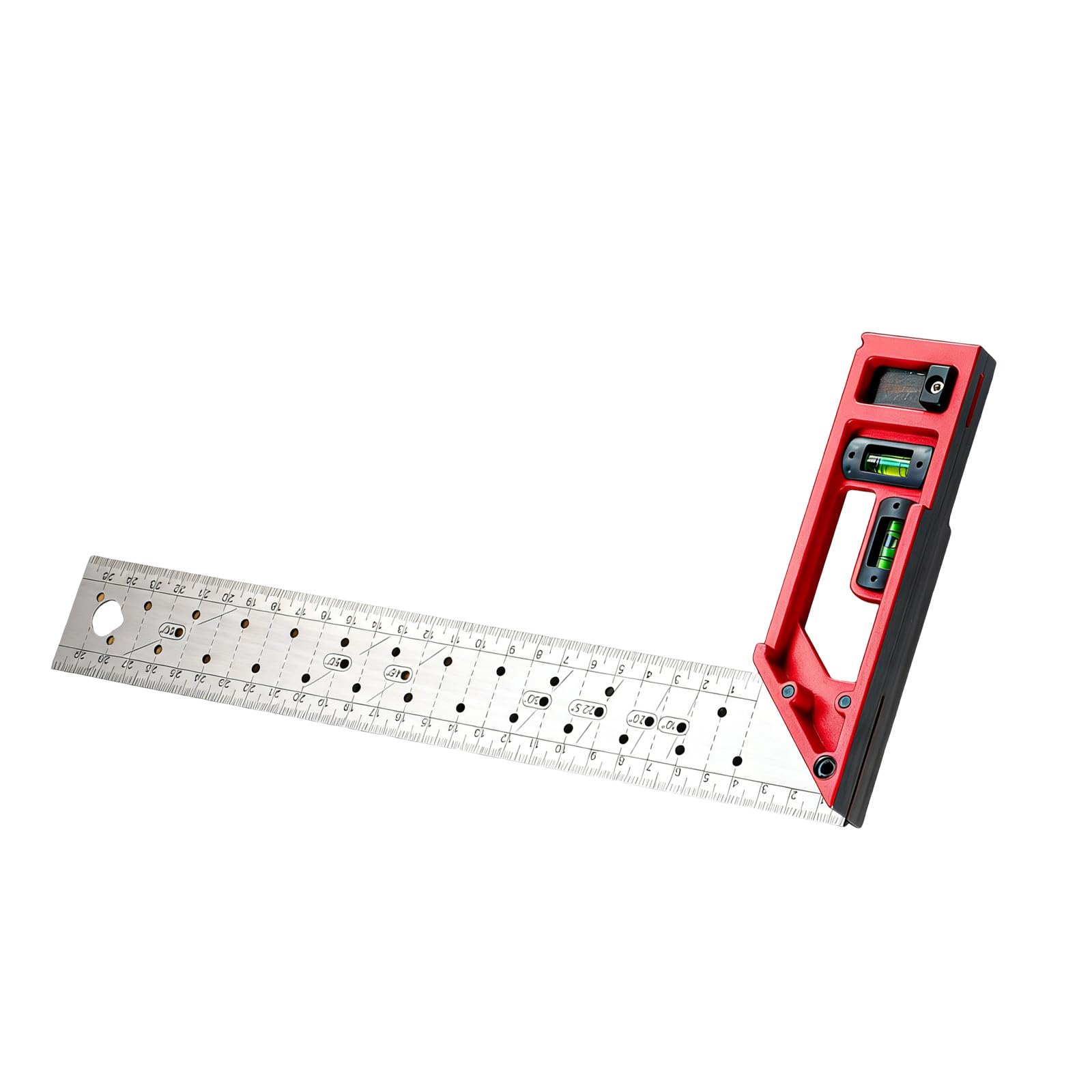 Accurate Carpentry Layout Instrument with Marking, Bubble Indicators, Multiple Hole Designs Lasering Scale Professional Measuring Instrument