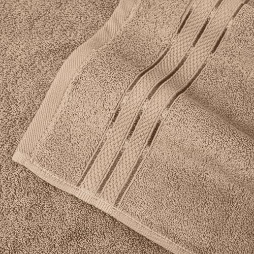 Image of Elegant Comfort Three Line Popcorn Extra Large Luxury Bath Towel - 40 inch x 80 inch inch, Premium Hotel Spa Quality 1 Piece Oversized Bath Sheet 100% Turkish Cotton Super Soft Highly Absorbent, Tan