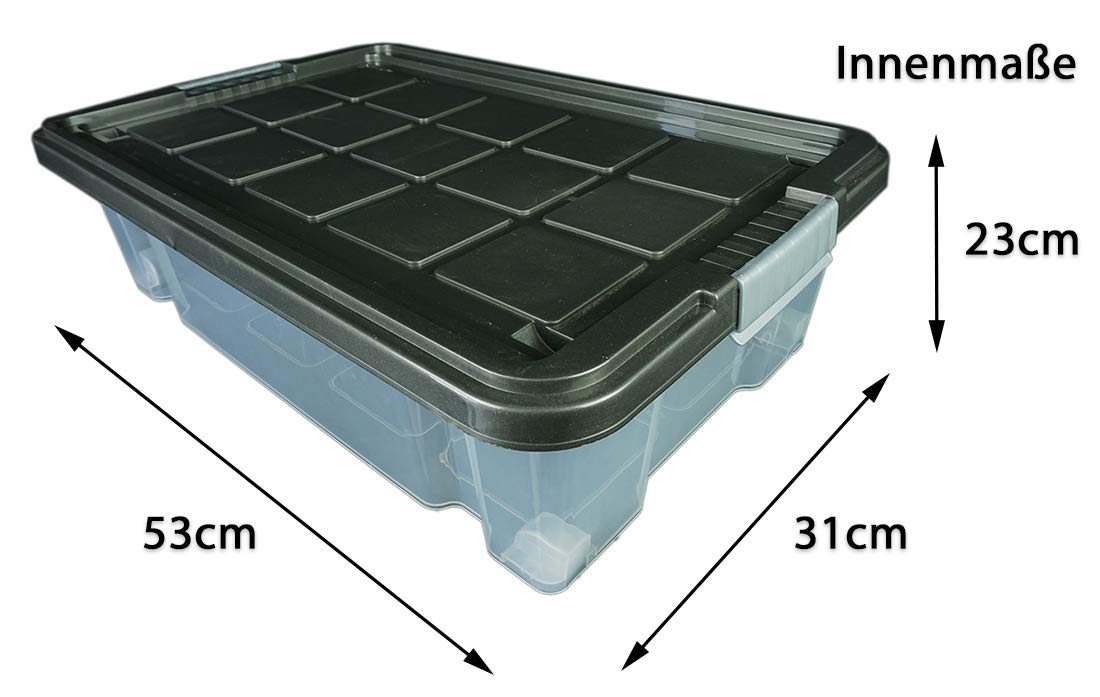 Novaliv Eurobox mit Deckel Rollen 45l 61x40x27 transparent Grau Anthrazit Aufbewahrungsbox Groß light Stapelbox Stapelkiste Kiste Box Storage Boxes Multibox Plastic storage boxes