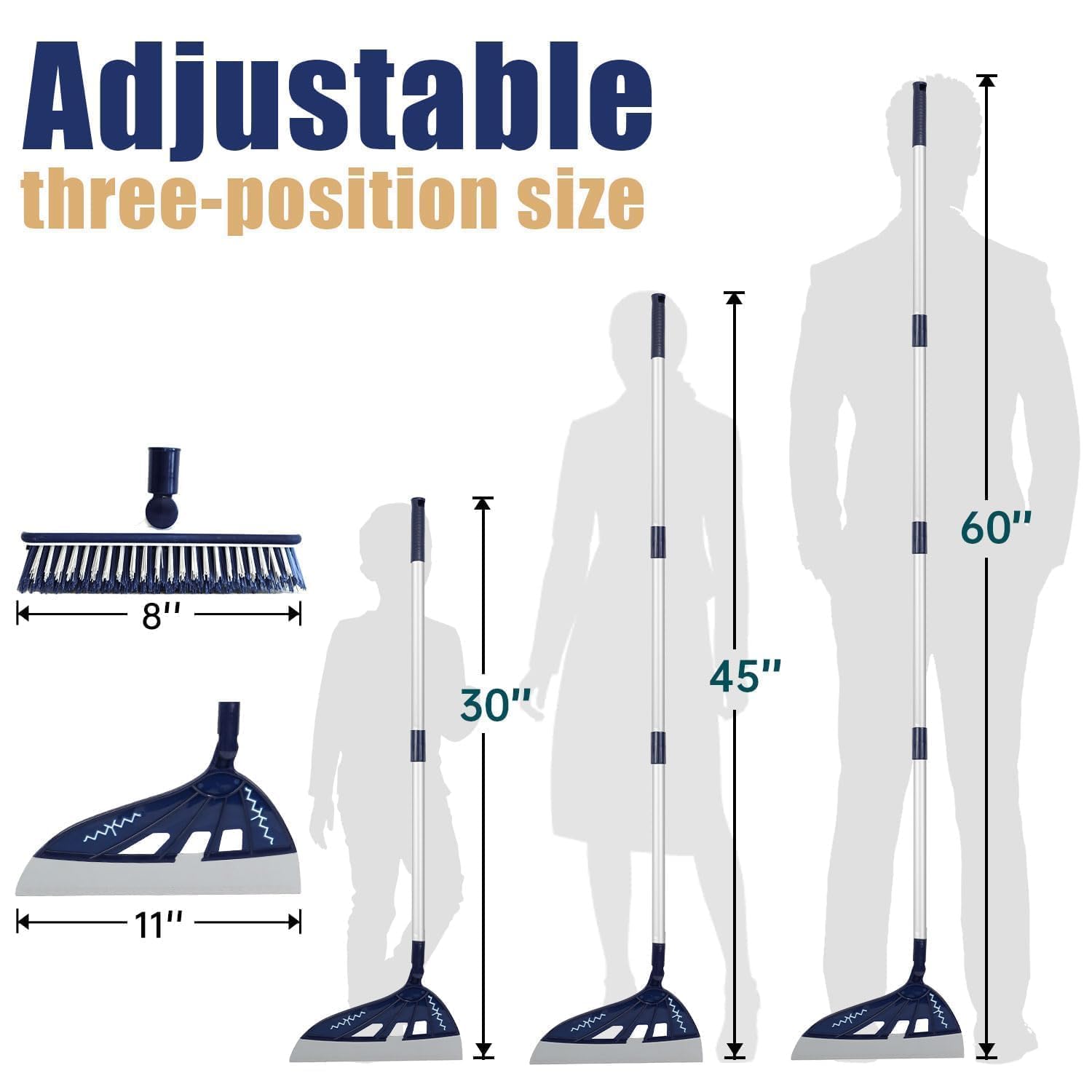 Balai magique Extra-long de 90cm avec tête amovible,grattoir en