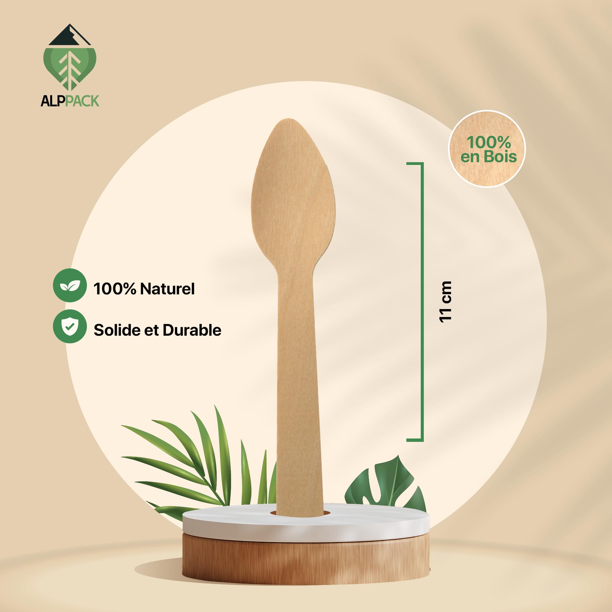 Petites Cuillères Jetables en Bois de Bouleau 11 cm – Lot de 1000, Cuillères à Café, Dessert et Glace Naturelles, Couverts Jetables pour Traiteur, Buffet, Mariage, Réception et Dégustation