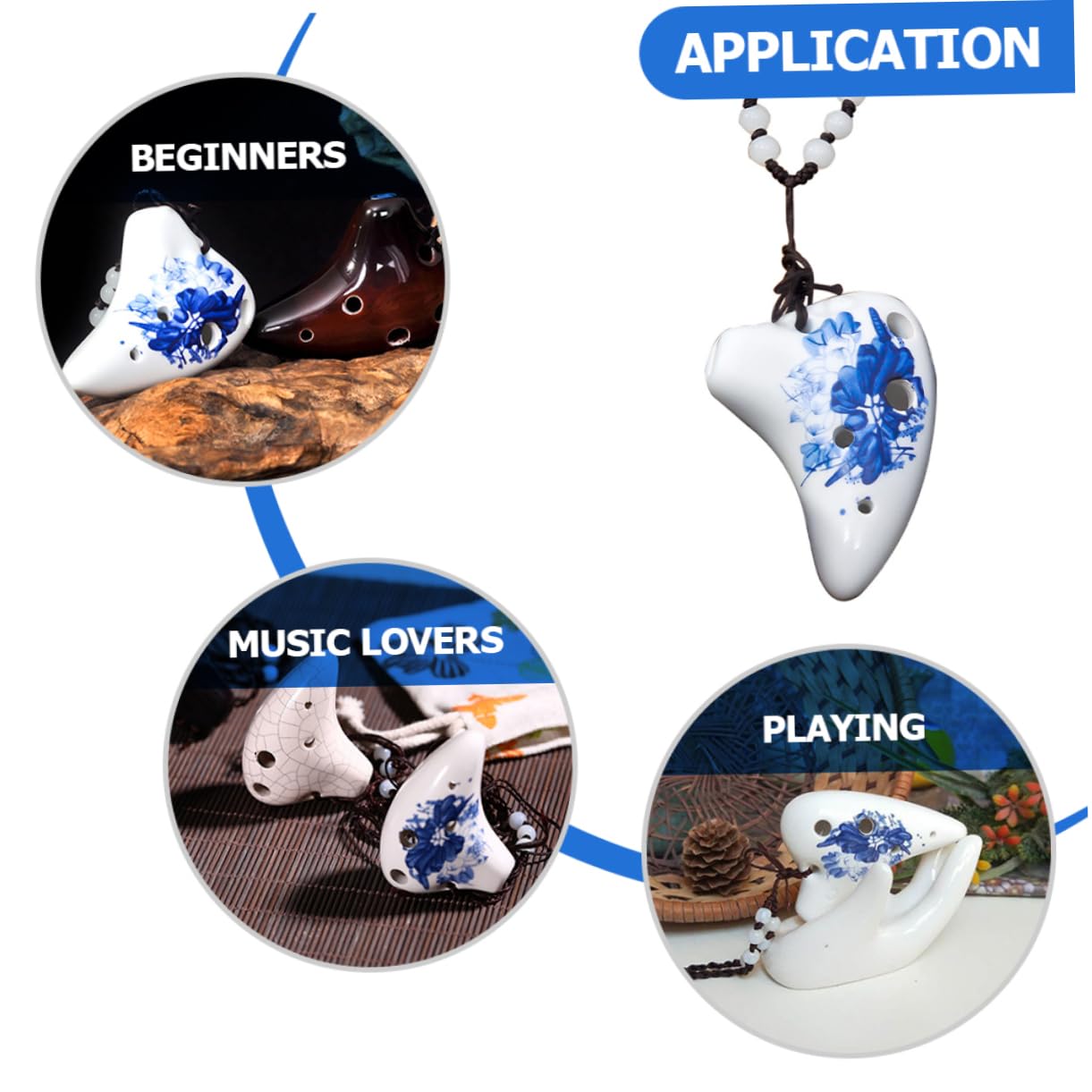 Abaodam Professional Ocarina Ceramic Instrument for Easy to Play Ocarina Necklace present with Neck Strap for Music Lovers and Beginners