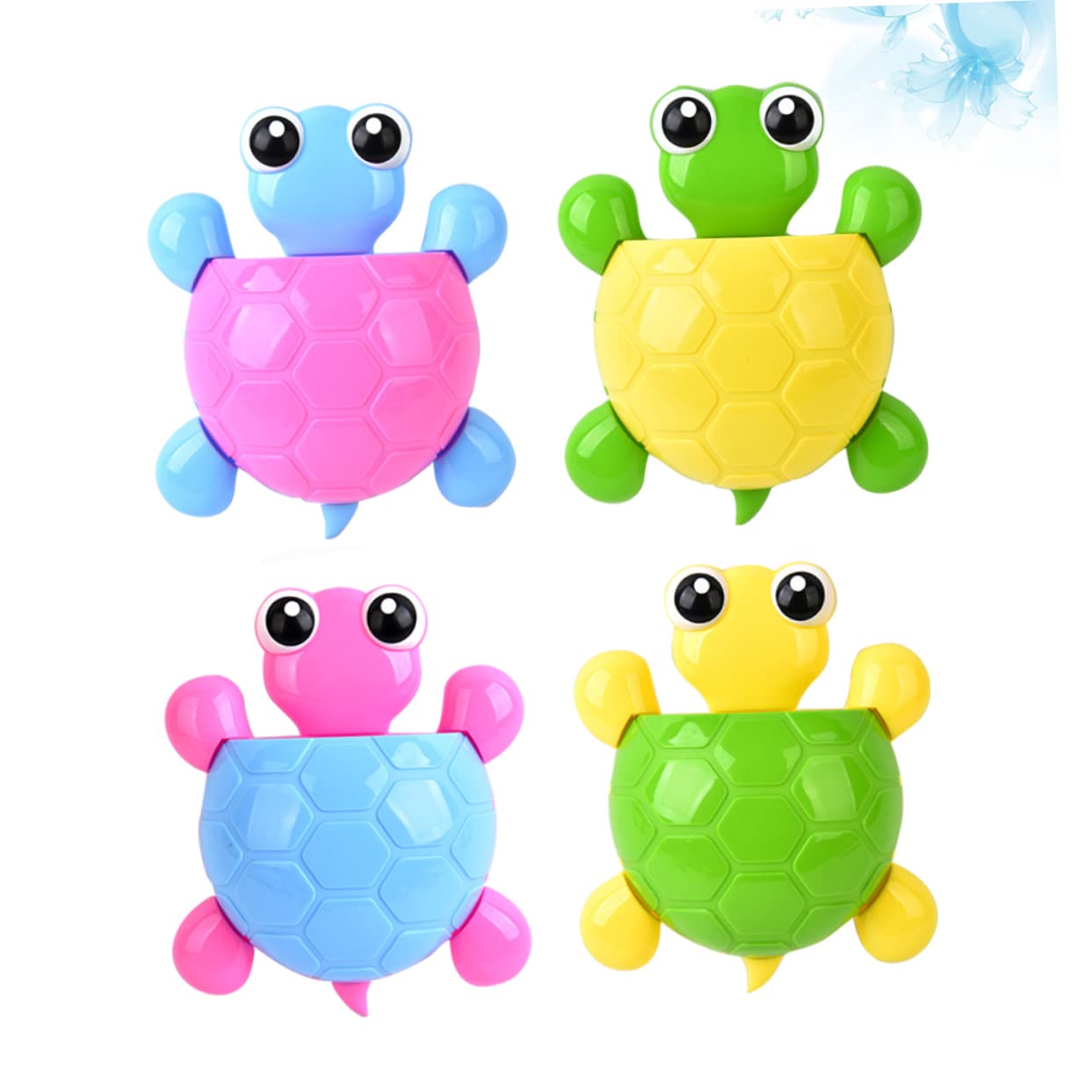 Portacepillos de Dientes para Lavabo Ventosa 4 Piezas Tortuga