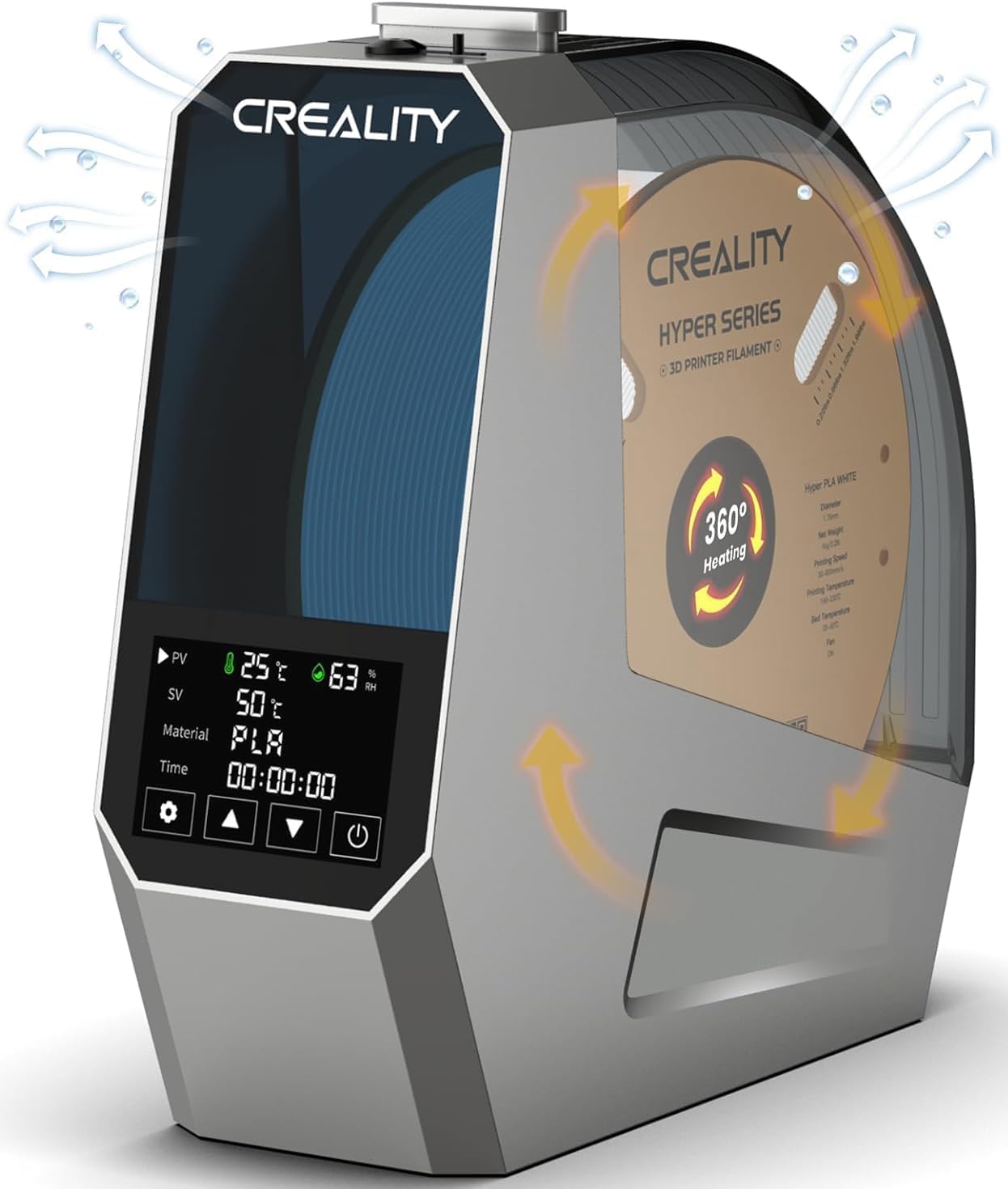 Creality Secador de filamentos Space PI con ventilador incorporado, caja de impresora 3D con calentamiento de 360°, caja de secado para PLA ABS + TPU PETG 1,75 / 2,85 mm