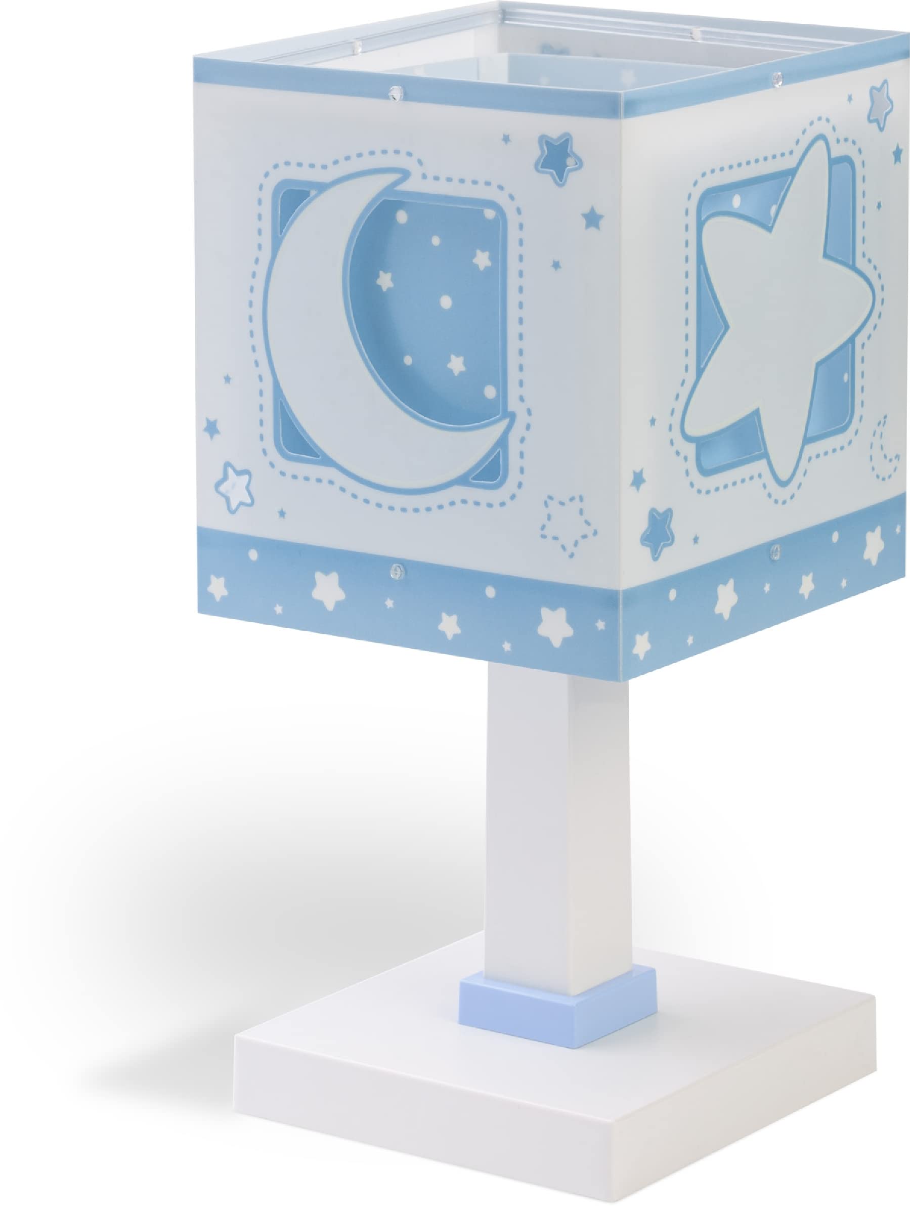 Dalber Lámparas Mesilla Infantil Luna y Estrellas Moonlight Azul, 63231T, E14