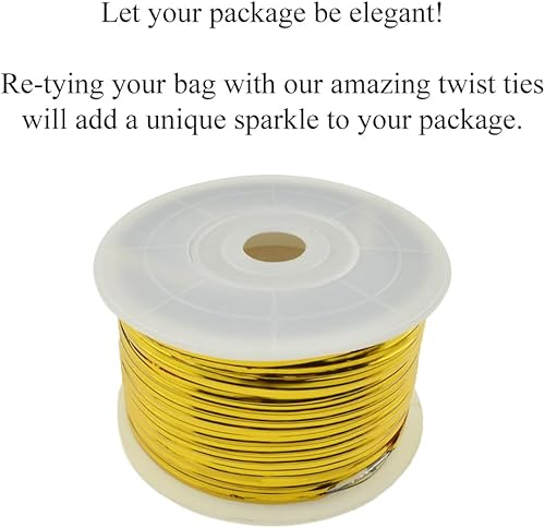 Miniatura 5 de HAHIYO Lazos de metal dorado de 100 yardas300 pies298.6 ft para bolsa de café, corbatas para plantas y jardín, para bolsa de celofán, bolsa de