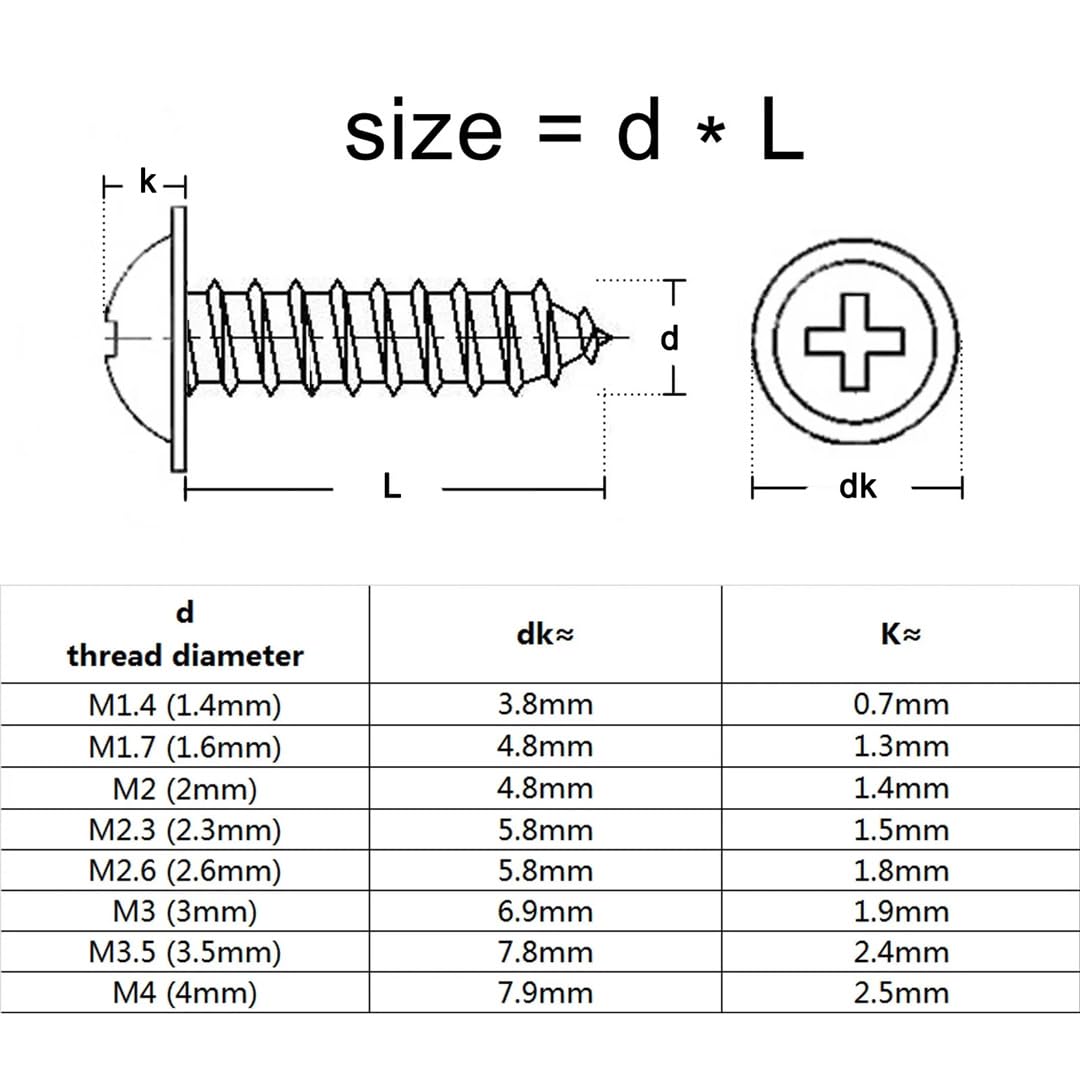 Tornillo autorroscante de cabeza plana, Tornillos autorroscantes for madera de acero inoxidable A2-70, cabeza Phillips M1.4-M5 3-35mm, 100 Uds(30mm x100,M5)