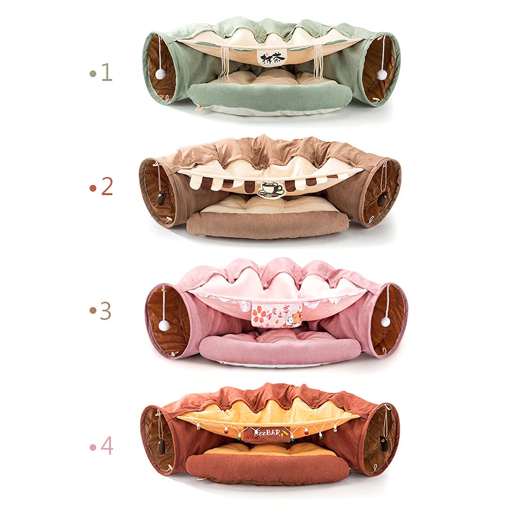 Tubo de túnel para gatitos, juguetes para gatos de interior, juguete para mascotas aburridas con cama para esconderse y buscar con scr