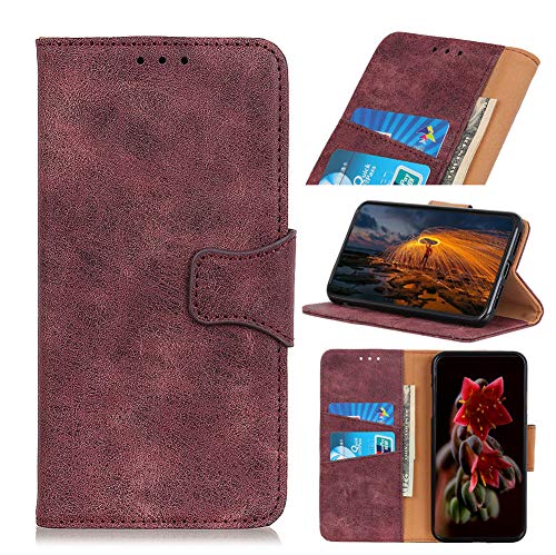 GARITANE Premium Leather Case for LG G8 ThinQ/G8,Retro Wallet Case with Kickstand Card Slots Magnetic Closure Shockproof Flip Notebook Cover (Purple)