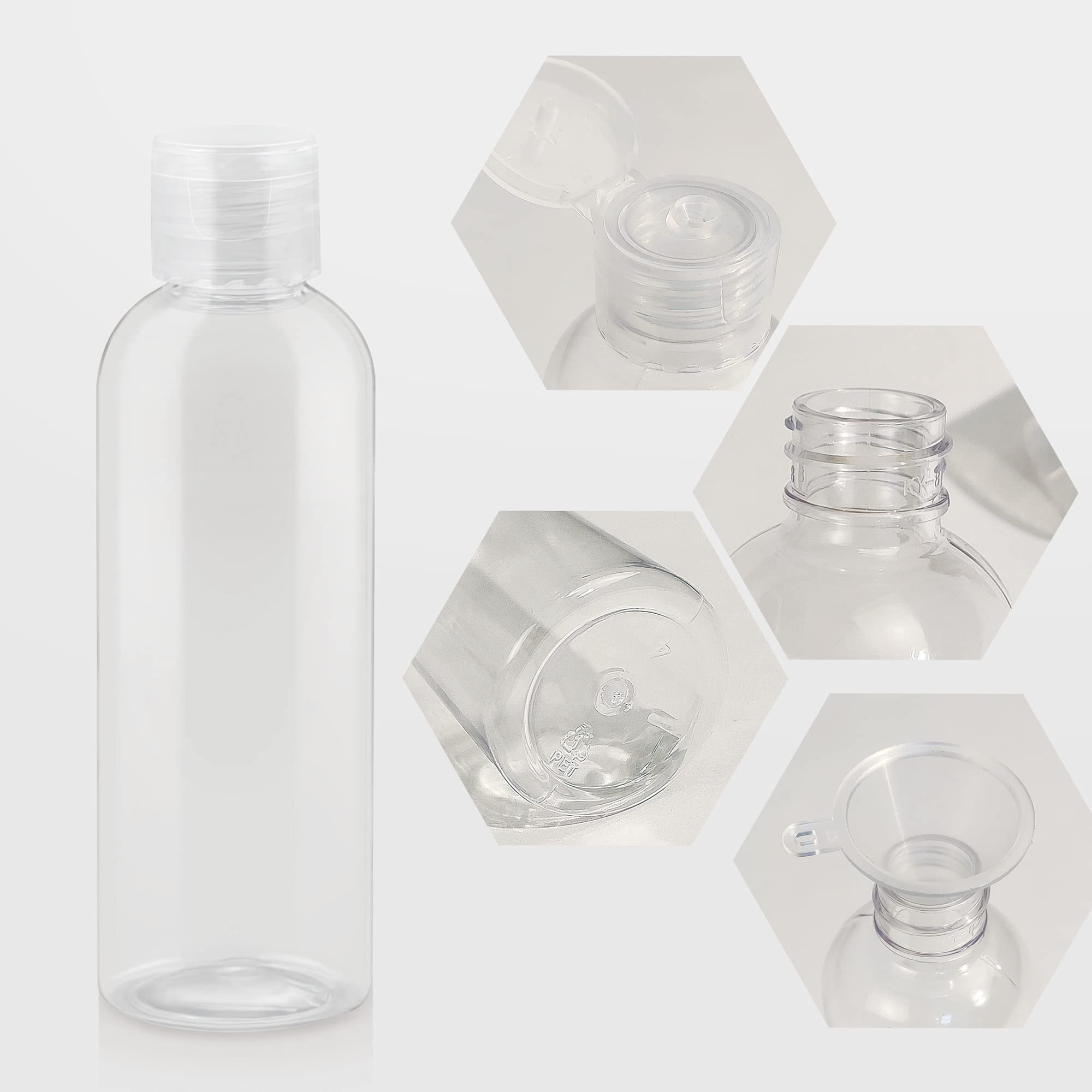 8er-Set 100 Ml Reiseflaschen Aus Transparentem Kunststoff Mit 3 Mini-Trichtern – Nachfüllbare, Auslaufsichere Quetschflaschen Für Shampoo, Lotion & Kosmetik