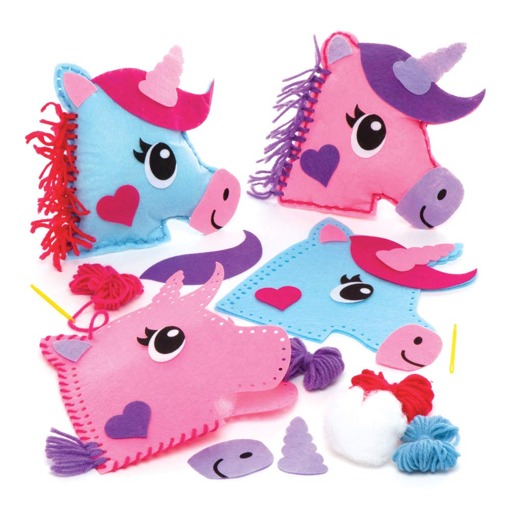 Baker Ross Unicorn Cushion Sewing Kits - Pack of 2, Unicorn Sewing kit, Cushion Craft
