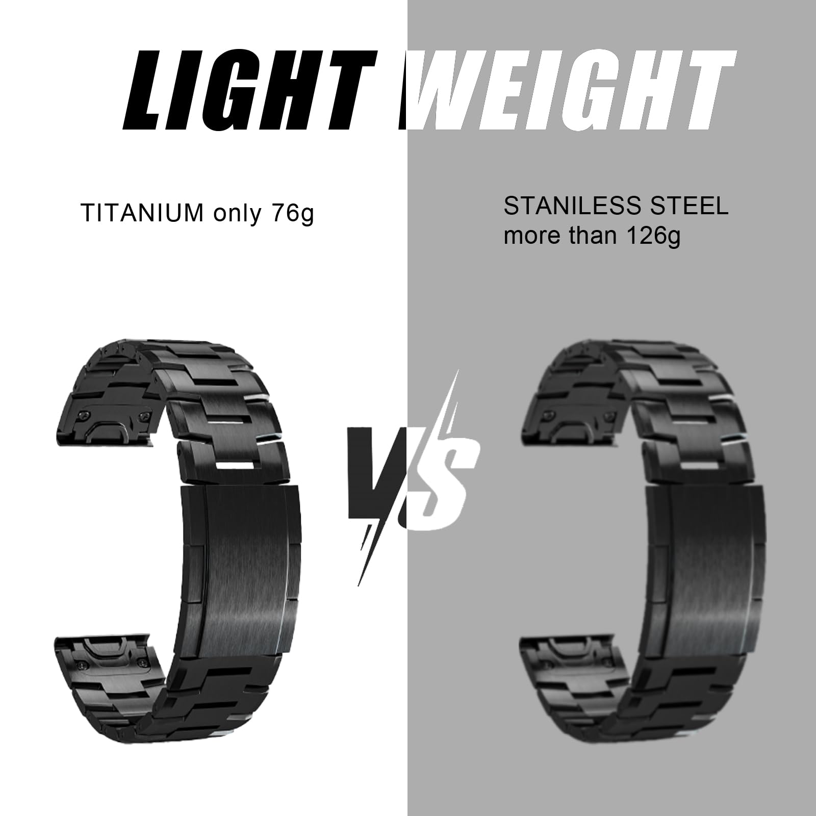 Titanowy pasek kompatybilny z zegarkiem Garmin Fenix 8 51mm/Fenix 7X/7X Pro/6X/6X Pro/5X Plus/5X/ Fenix 3/3 HR 26mm Szybka wymiana paska tytanowego Quick Fit na Descent MK1/Mk2/Mk2S、Enduro/Enduro 2