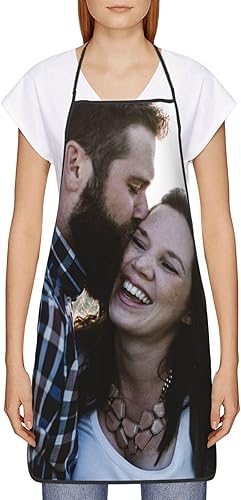 Miniatura 2 de Delantales personalizados con diseño de imagen de texto fotográfico para adultos, hombres, mujeres, parrilla, cocina, 40 colores