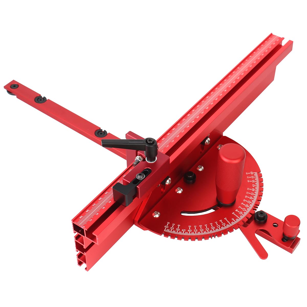Table Saw Precision Miter Gauge Works withTable Saws, Band Saw and Router Table, Includes Multi T–Track Fence w/Scale, T-track Flip Stop