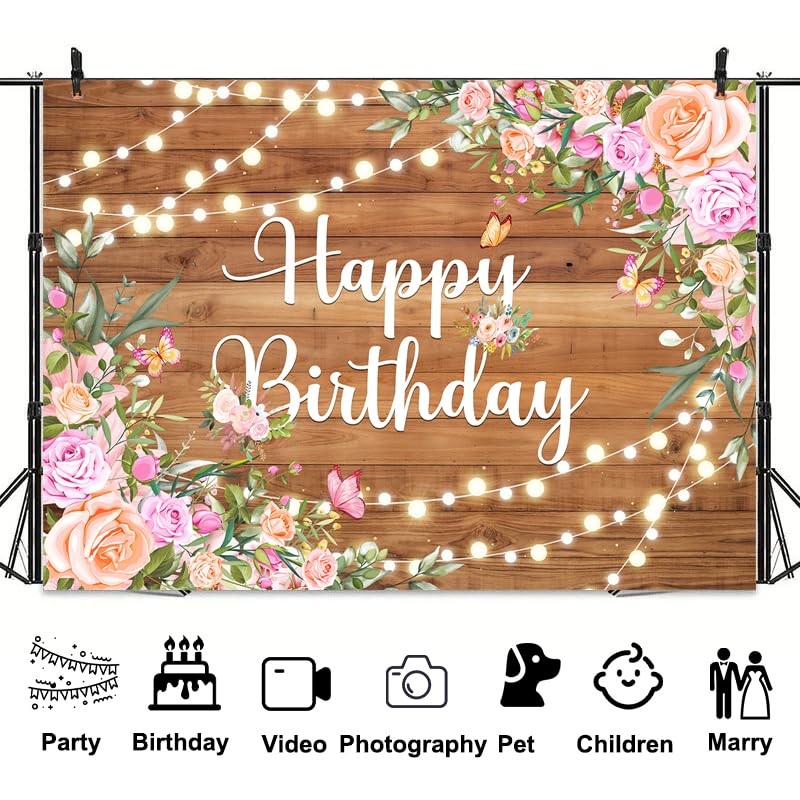 Fondo fotográfico floral rosa 10x8ft efecto rústico miniatura 6