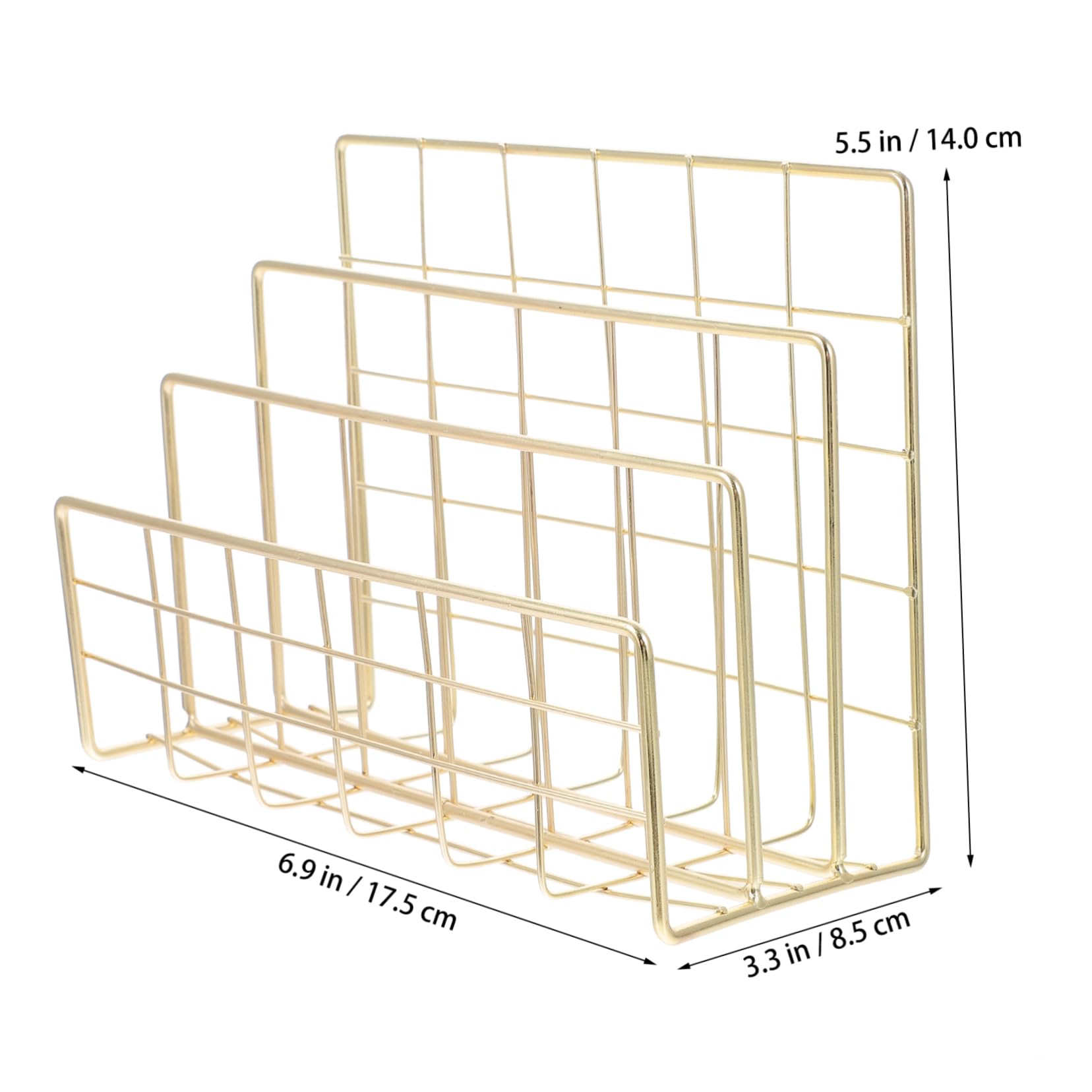 Gogogmee 1 PC Shaped File Storage Rack Lightweight Alloy Desktop Organizer for Office Home Easy to Clean for Books Files and Mail Stylish Light Golden Finish
