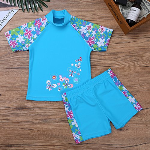 Image of ranrann Girls 2PCS Tankini Floral Printed Tops with Bottoms Set UPF 50+ Swimwear Bathing Suit