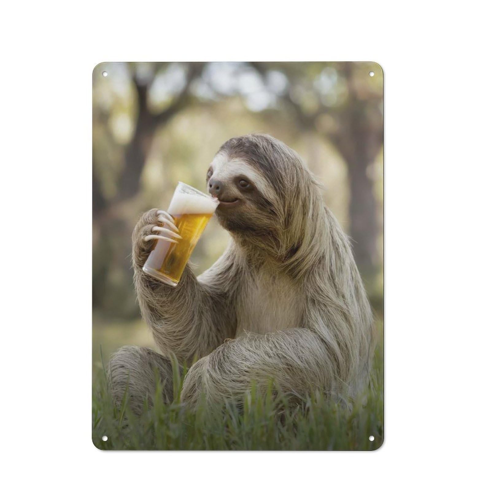 Junmoney Sloth Sipping A Beer For Café Or Restaurant, Vintage Metal Sign 40X30cm, For Vintage Wall Decor Fans, For Cafés, Pubs And Restaurants