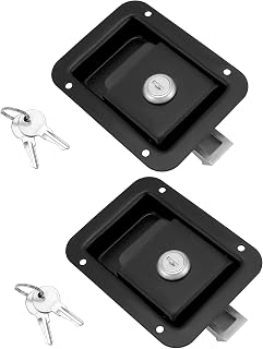 QWORK Stainless Steel Travel Trailer Lock, 2 Pack Heavy Duty Flush Mount Handle Latches, Keyed Alike Door Latch, Black