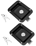 QWORK Stainless Steel Travel Trailer Lock, 2 Pack Heavy Duty Flush Mount Handle Latches, Keyed Alike Door Latch, Black