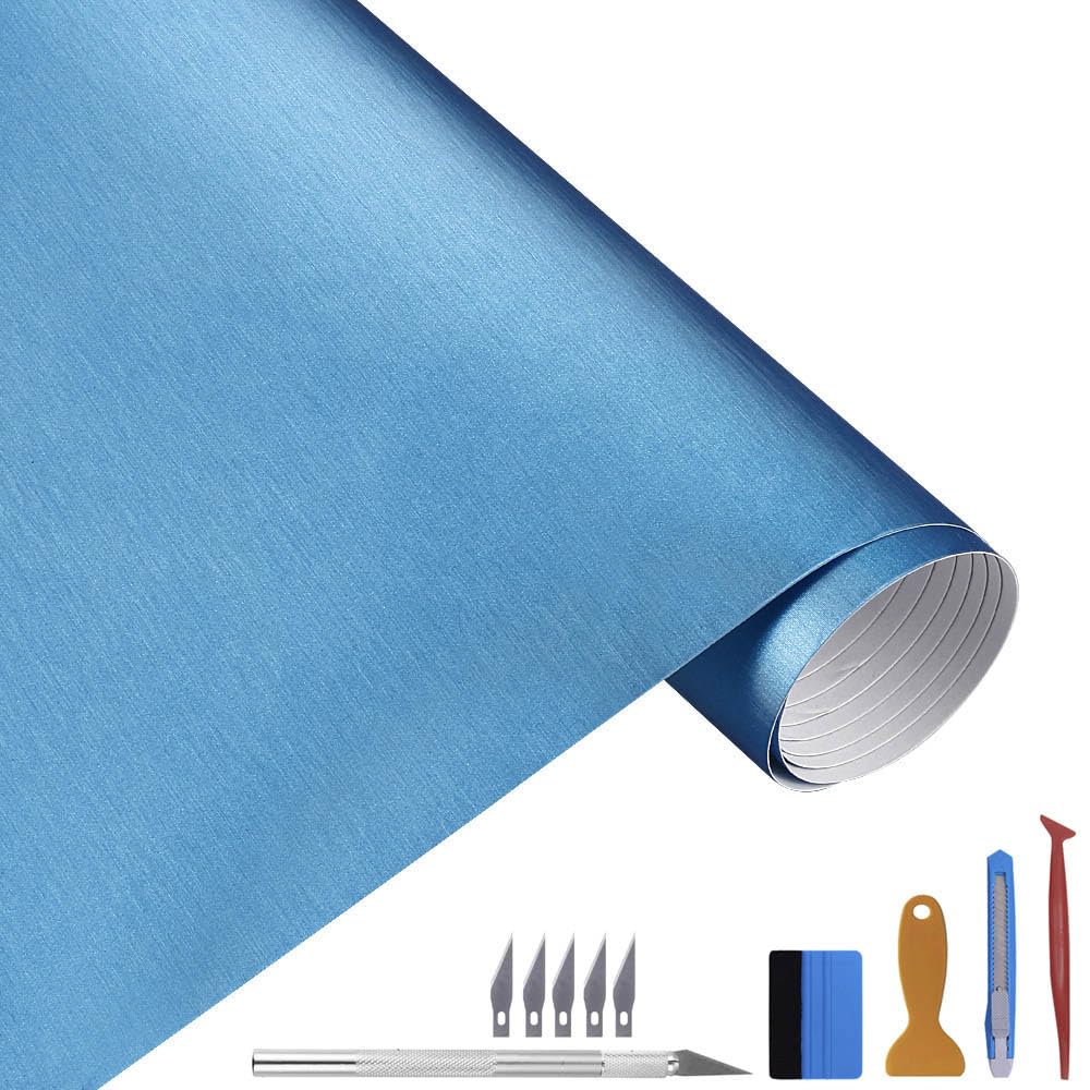 NewL 30 cm x 150 cm negro cepillado de acero inoxidable metálico película de envoltura de vinilo mate cromado cepillado para coche, hoja de pegatina para muebles de ordenador portátil de motor (negro) — view 31