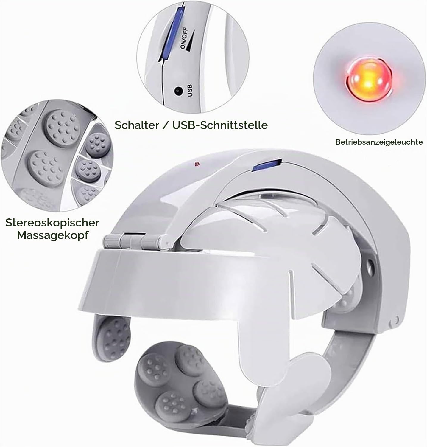 Elektrisches Kopfmassagegerät Helm-Massagegerät, Haushalts-Kopfhautmassagegerät, Verstellbar, Benutzerfreundliches Design, Zur Entspannung Des Kopfes Und Förderung Der Durchblutung, Geschenk