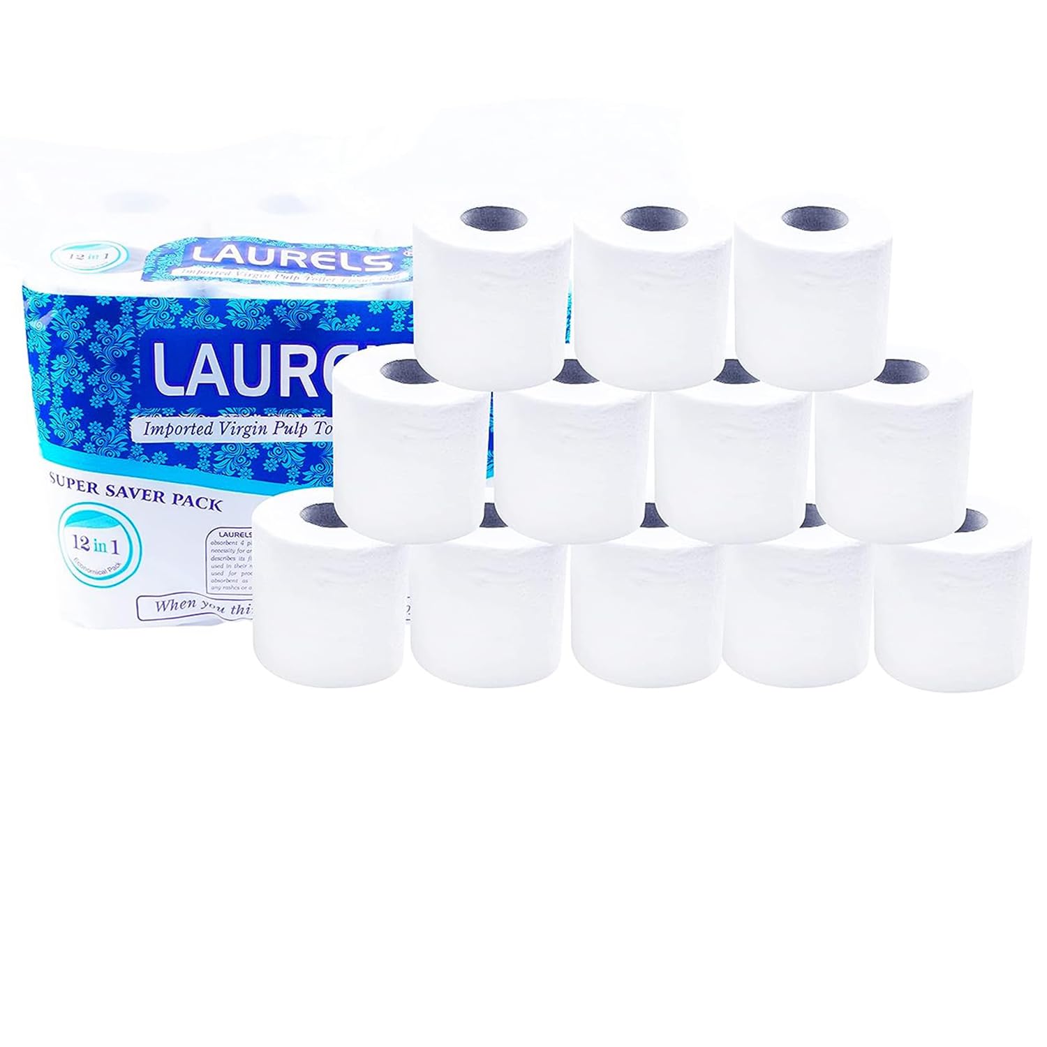 LAURELS® 4 Ply Toilet Tissue Paper Roll 145 Pulls Per 4 Rolls | Flushable Extra Soft & Highly Absorbent | Family Sanitary Rolls For Home, Kitchen, Office, Cafe, Restaurant (Pack 12) (B0C2YL1GK7) Amazon Price History, Amazon Price Tracker