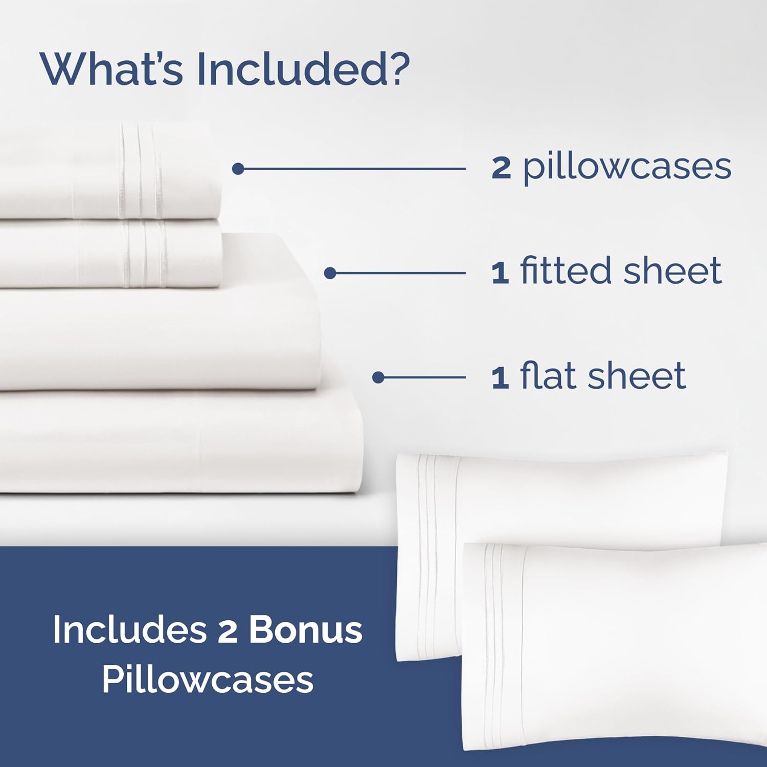 4 Piece Antique White Queen Size Bed Sheet Set + 2 Extra Pillowcases Bundle – 21” Extra Deep Pockets – Flat Sheet 95 x 102, Fitted Sheet 60 x 80 and 4 Pillowcases 20 x 30 – Oeko-TEX Queen Fitted Sheet