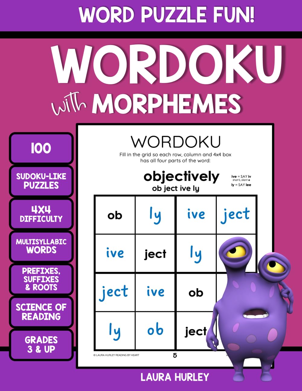 WORDOKU with Morphemes: Word Puzzle Fun - Multisyllabic Words with Prefixes, Suffixes & Roots - Science of Reading - 100...