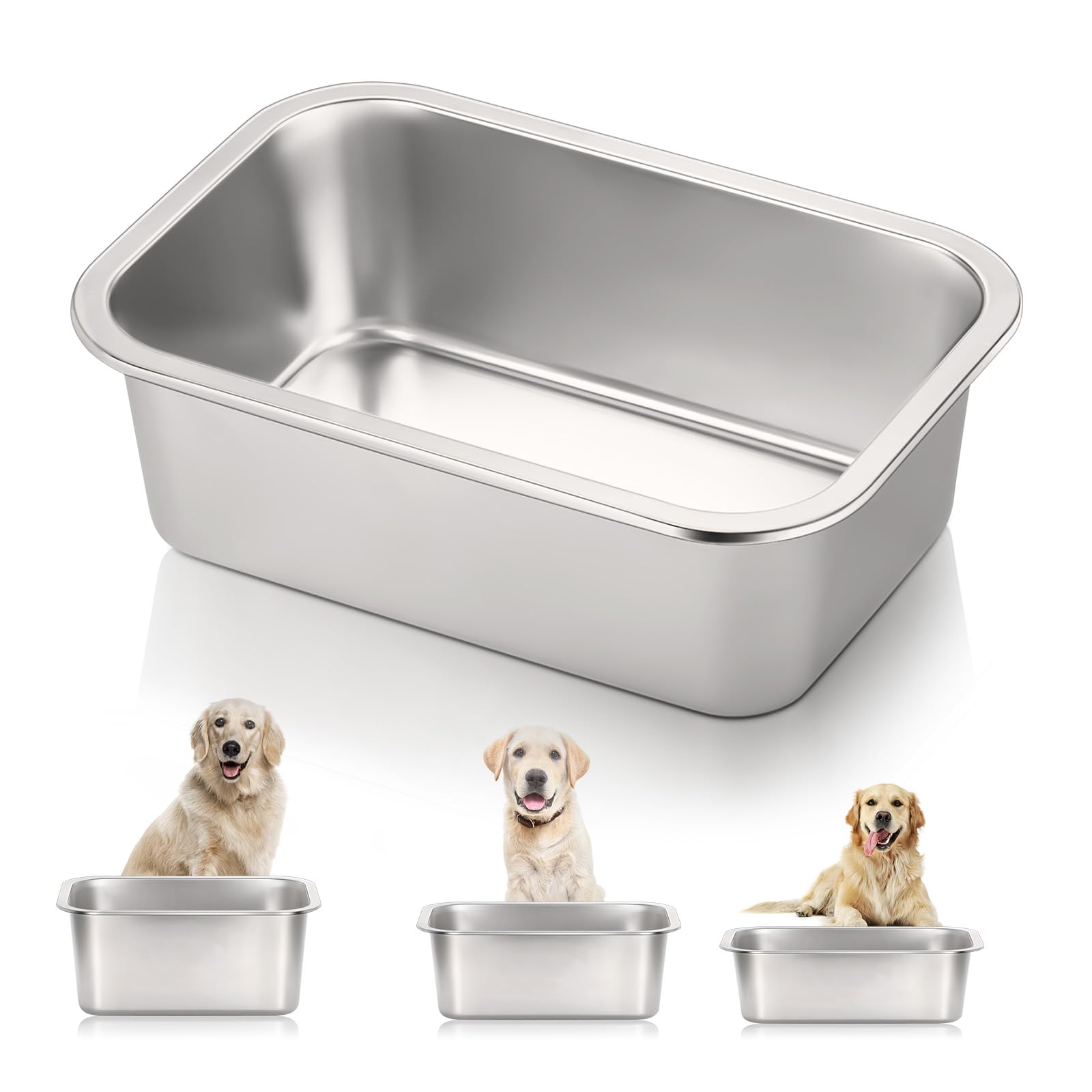 Stainless Steel Dog Bowl - Indoor/Outdoor, Small/Medium Dogs, 0.85 Gallons, 1 Pack