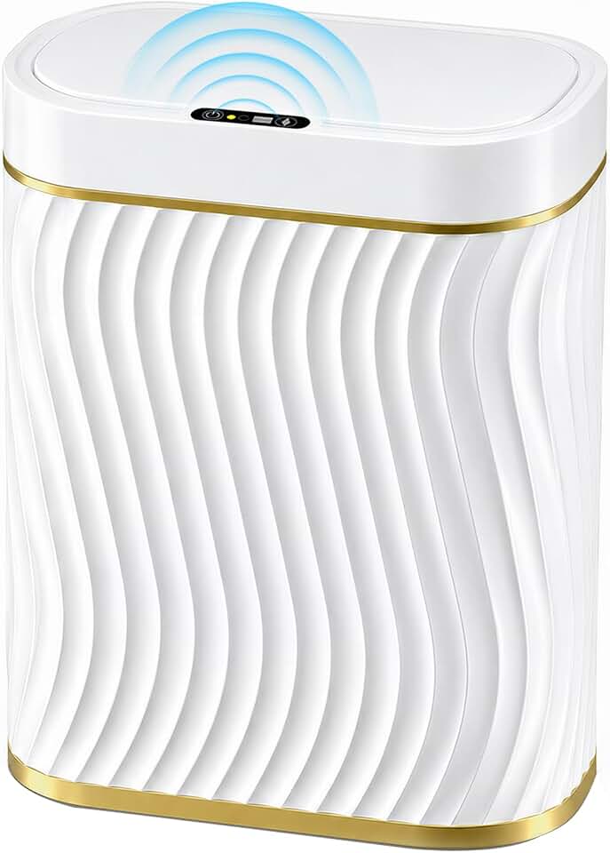 Ogikey Bathroom Trash Can with Lid, 5 Gallon Automatic Touchless Garbage Can, Motion Sensor Smart Trash Bin, Slim Waterproof Waste Bin for Living Room, Bedroom, Office, Kitche