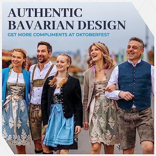 BAVARIA TRACHTEN Lederhosen Men - Genuine Leather Authentic German Lederhosen for Men, Oktoberfest Outfit - Short Dark Brown3