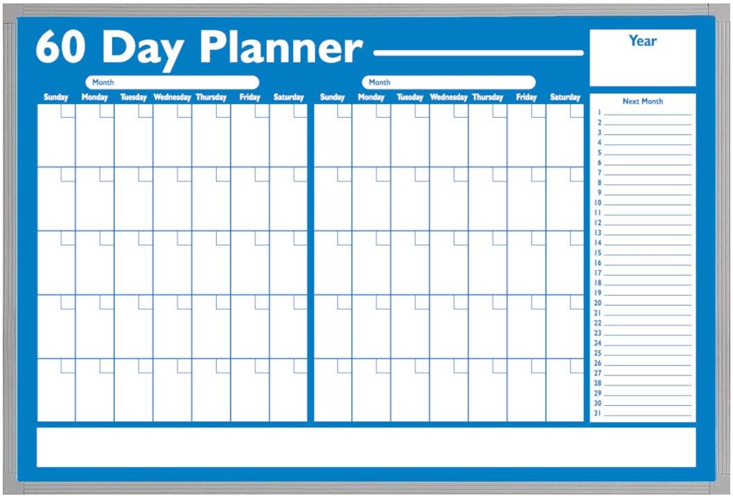 Magna Visual 60 Day Planner Economical Non-Magnetic Dry Erase Board Kit 24" x 36"