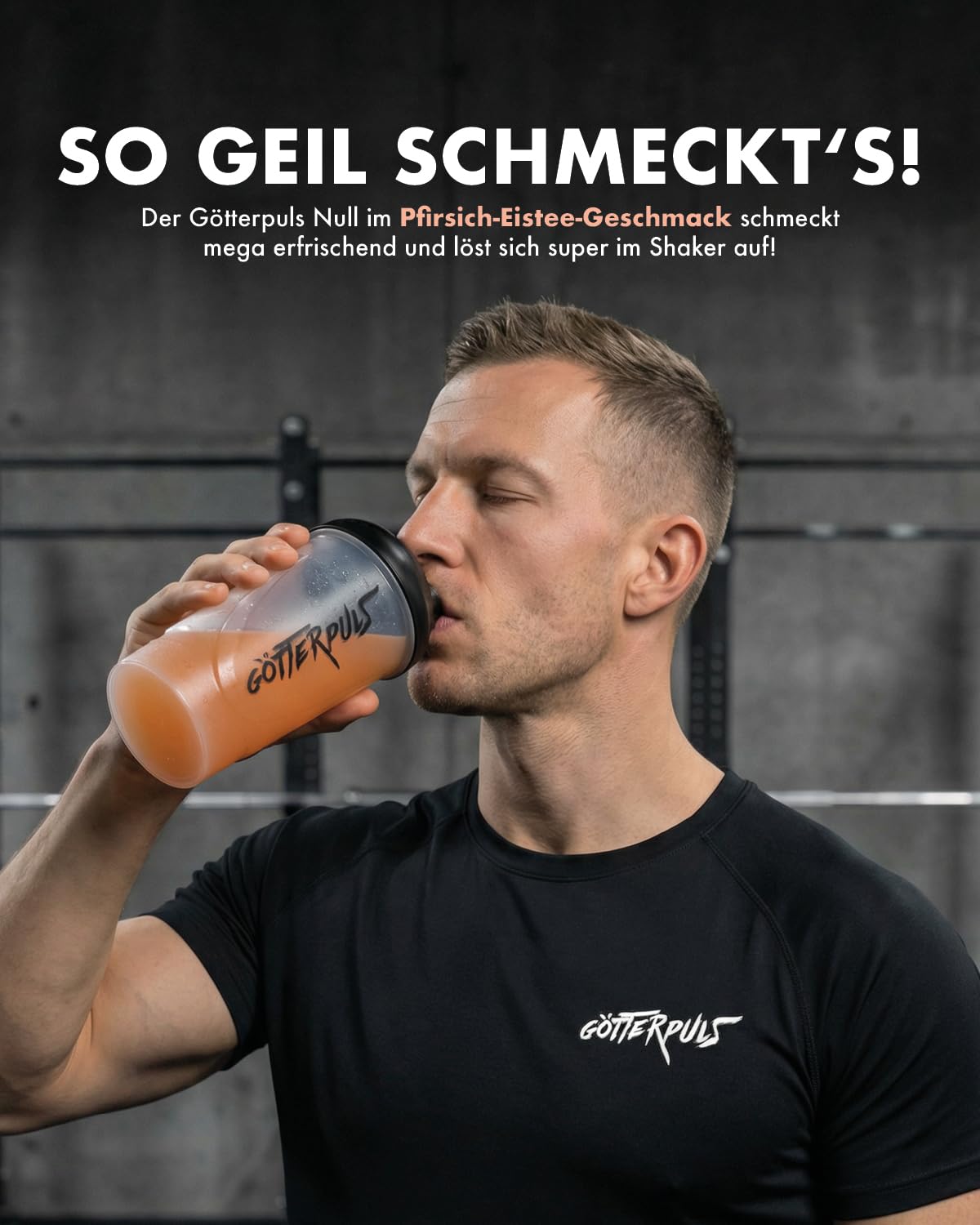 Götterpuls NULL Pre Workout (koffeinfrei) 300g Pulver Pfirsich-Eistee | Mit L-Citrullin, AAKG, L-Tyrosin & Beta-Alanin – Für Kraftsportler – Vegan – Ideal für abends – 20 Portionen