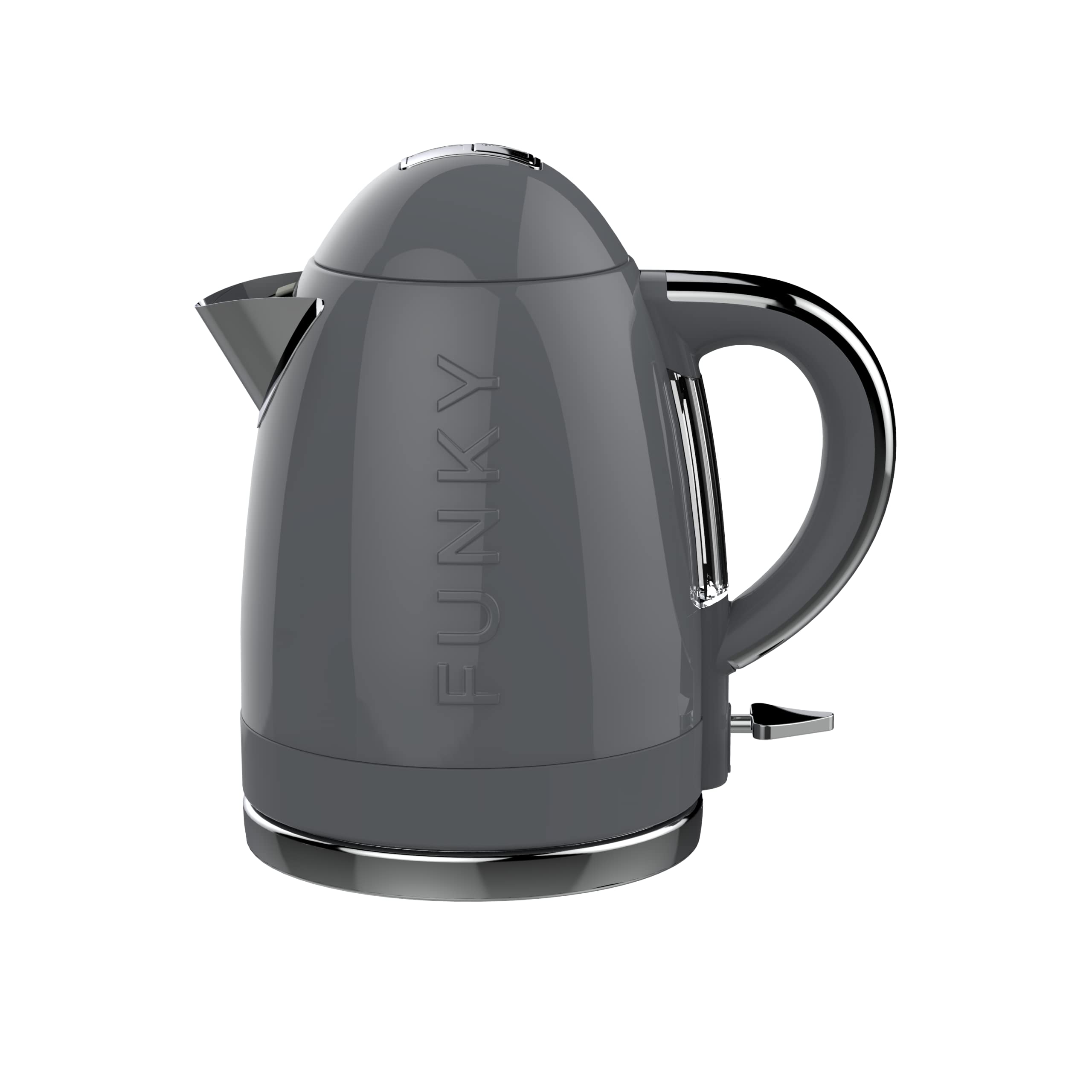 FUNKY Retro Kettle, Large 1.7L Capacity, 3kw Fast Boil with Easy Pour - Grey