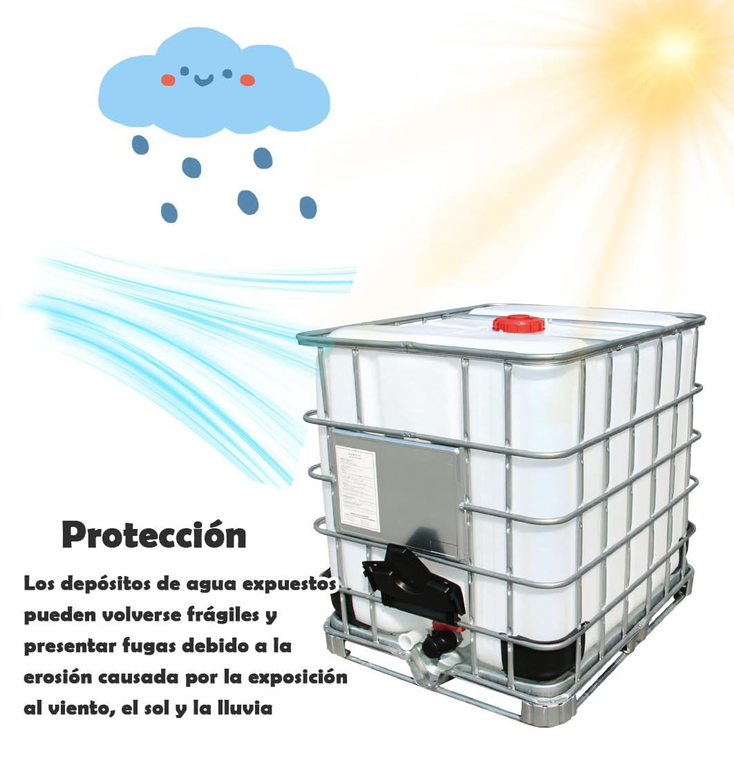 IBC Cubierta para Depósito de Agua 1000 litros, 210D Funda Depósito Agua, Cremallera Reforzada 120×100×116cm, Antipolvo Anti UV, Lona Cubierta Protectora (Green)